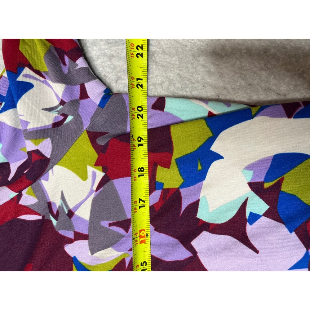 LOGO‎ Lori Goldstein Abstract Print Tunic Top 3/4 Sleeve Pleated Ruffle Hem XL - Picture 3 of 5